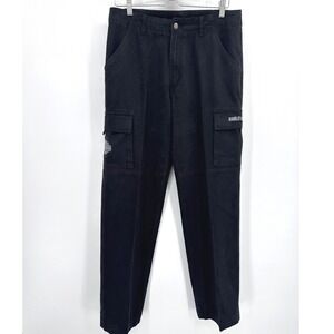 Harley-Davidson Mens Cargo‎ Pants 32x34 Black Embroidered Logo Twill Biker Moto